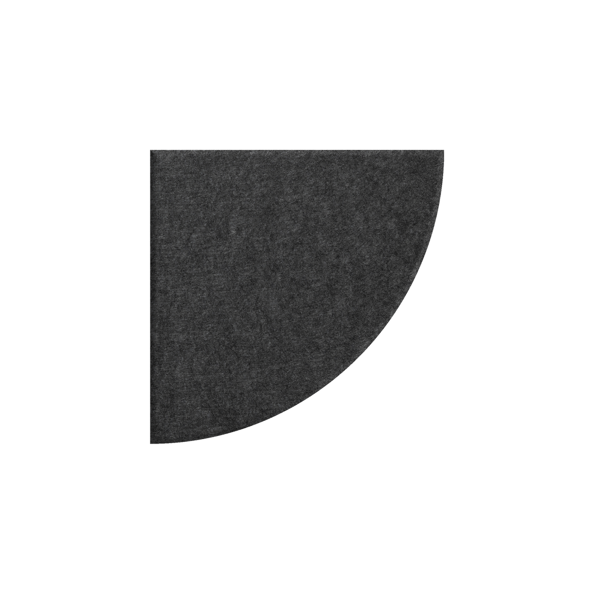 A dark charcoal gray, quarter-circle felt sound absorber on a solid white background.
