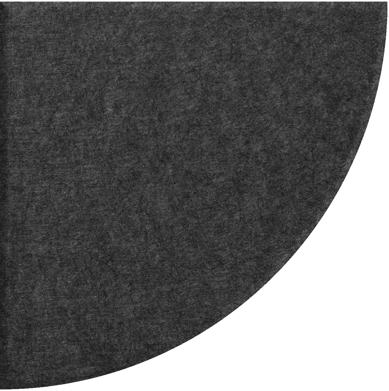Dark gray quarter circle tile with textured speckled surface against white background.