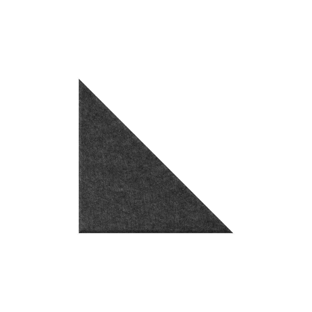 A dark charcoal gray textured triangle shape on a solid white background.