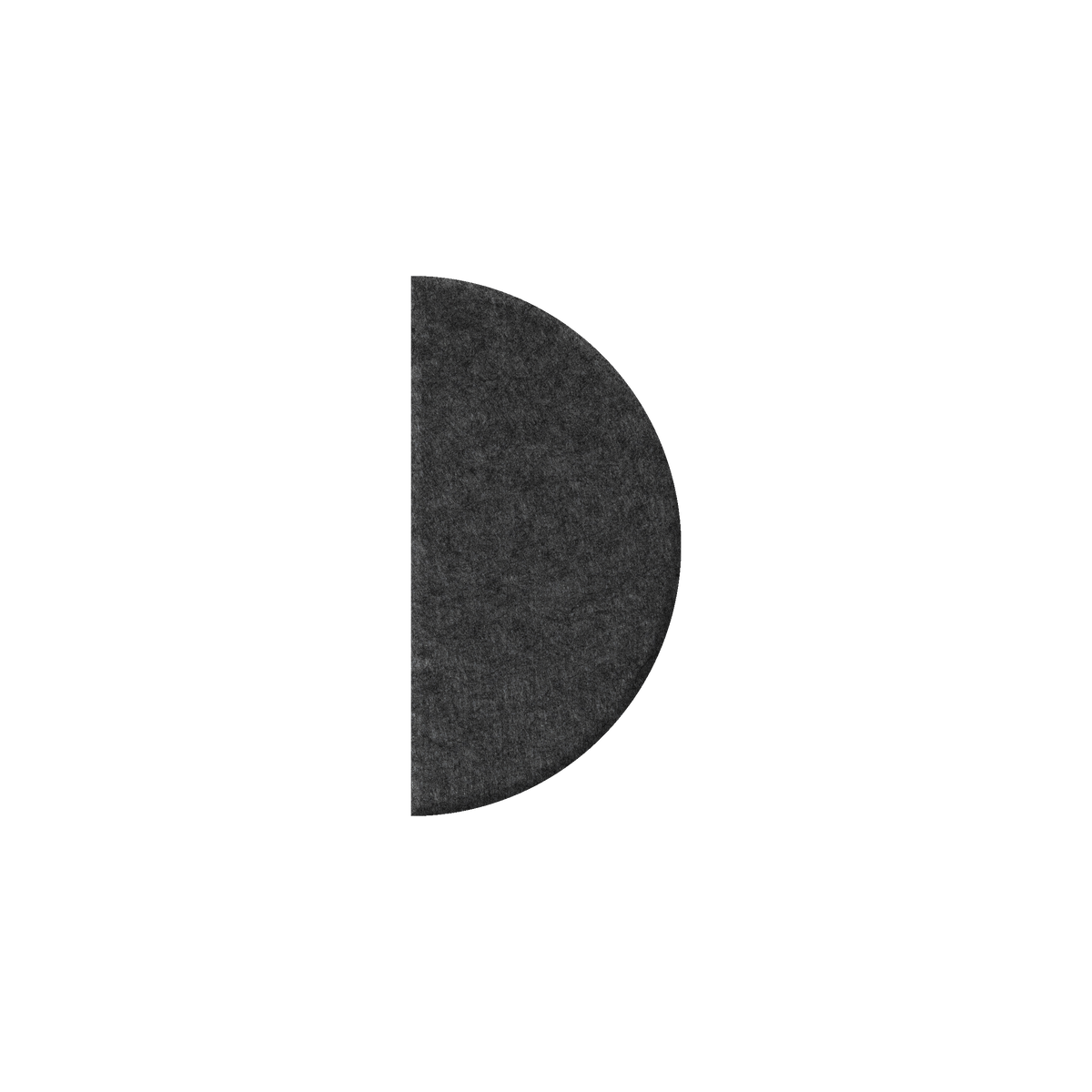 A dark gray felt letter 'D' cutout, likely for a doorbell or knob, shown on a solid white background.