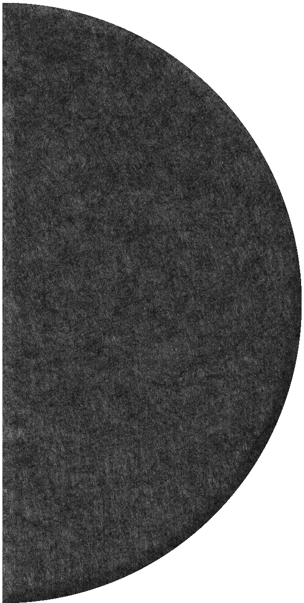 Dark gray half-circle tile with speckled surface texture.