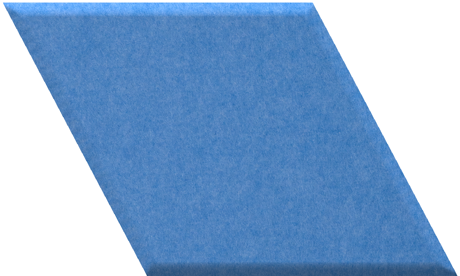 Blue diamond-shaped tile with matte finish and beveled edge.