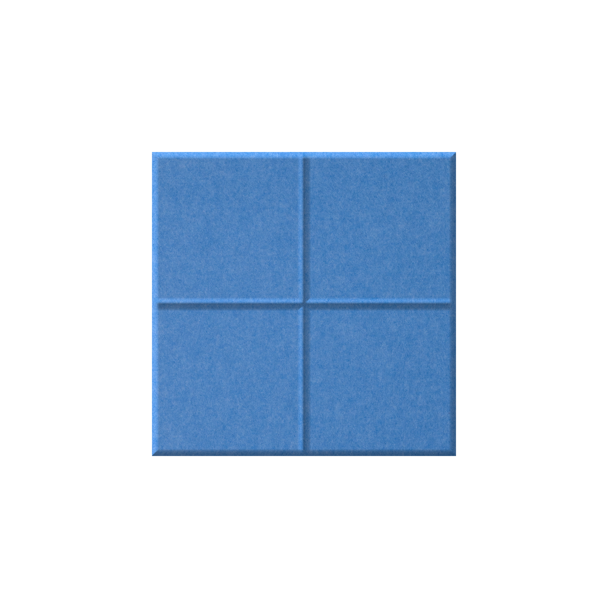 A square blue textured panel with a four-quadrant grid pattern, shown against a plain white background.