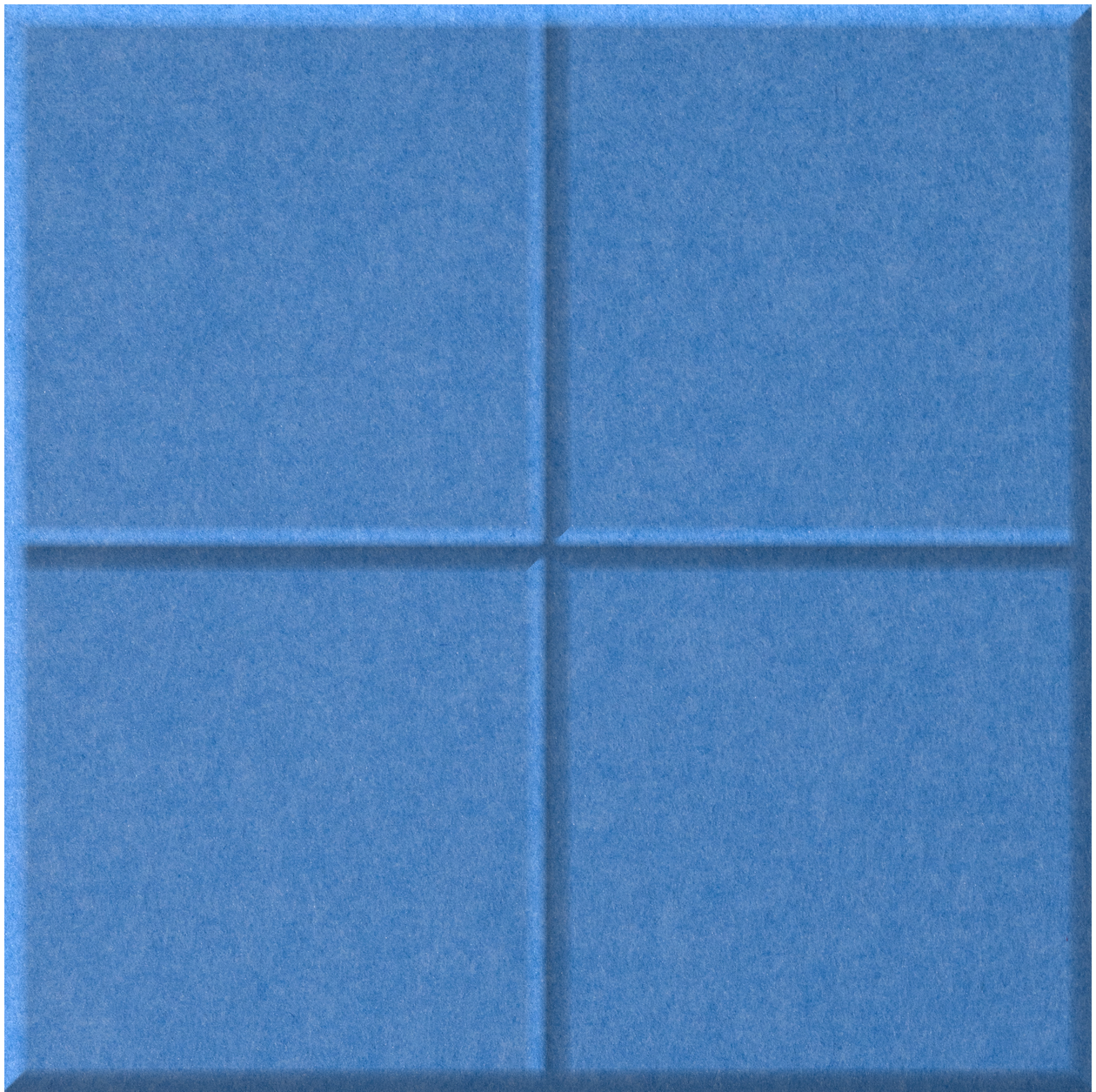 Blue tile divided into four equal squares with recessed grout lines creating a grid pattern.