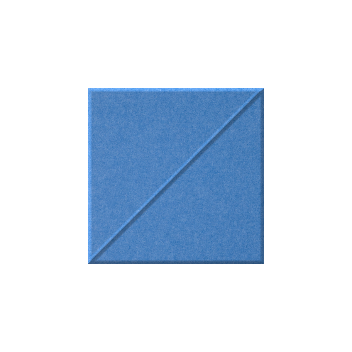 A square blue textured material swatch centered on a plain white background, with a diagonal seam running from bottom left to top right.