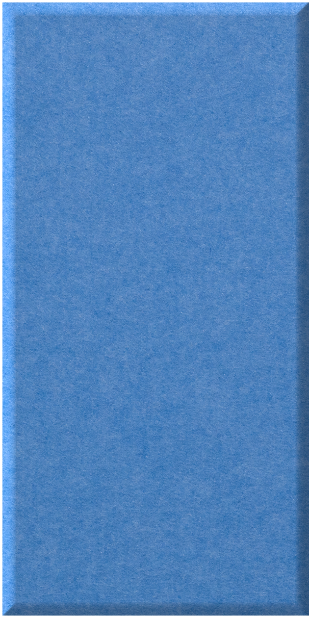 Blue ceramic tile with matte finish and beveled edge, rectangular halflap format.