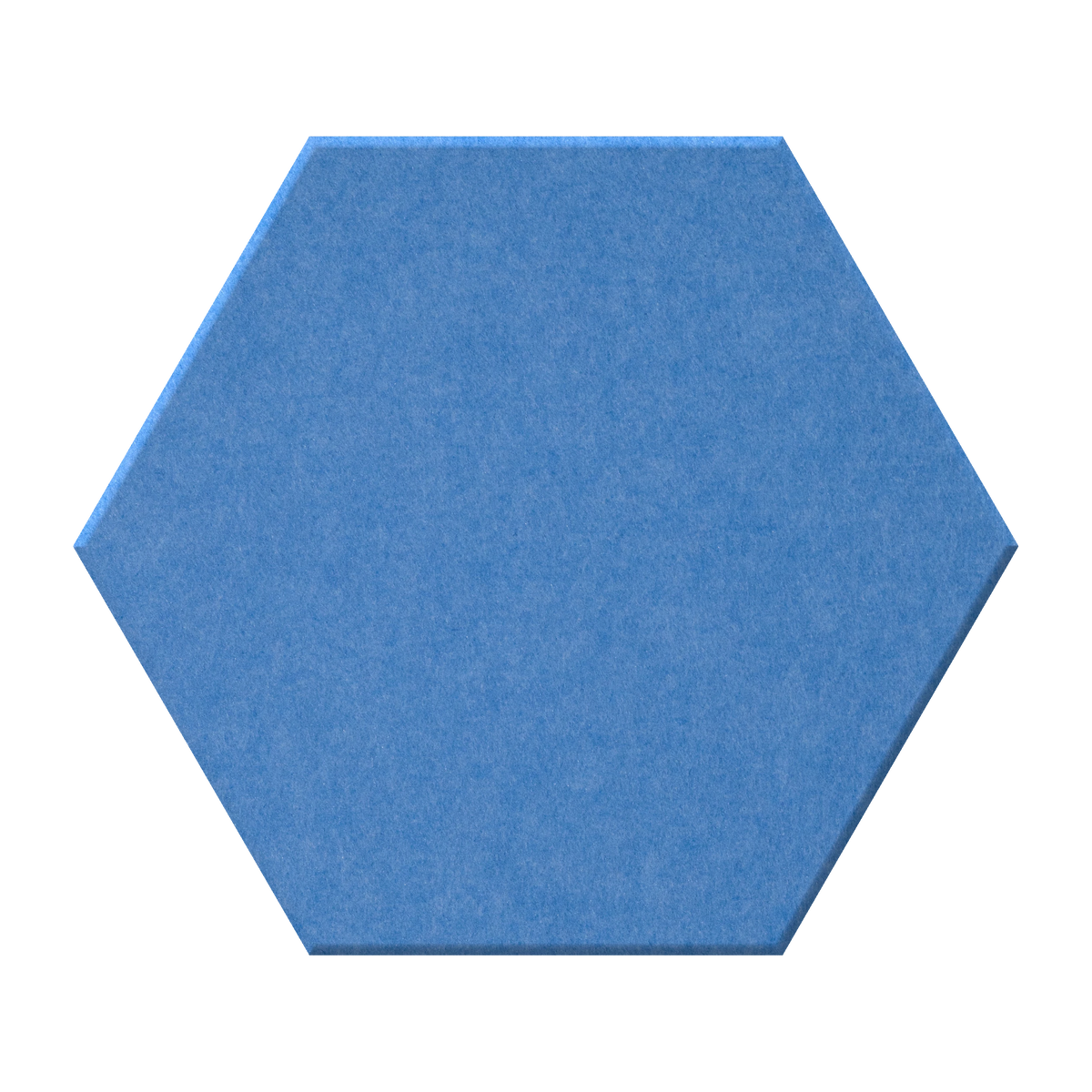 A single hexagonal tile with a matte, textured surface in a muted light blue-gray color, shown against a plain white background.