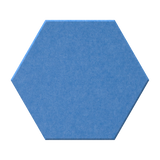 A single hexagonal tile with a matte, textured surface in a muted light blue-gray color, shown against a plain white background.