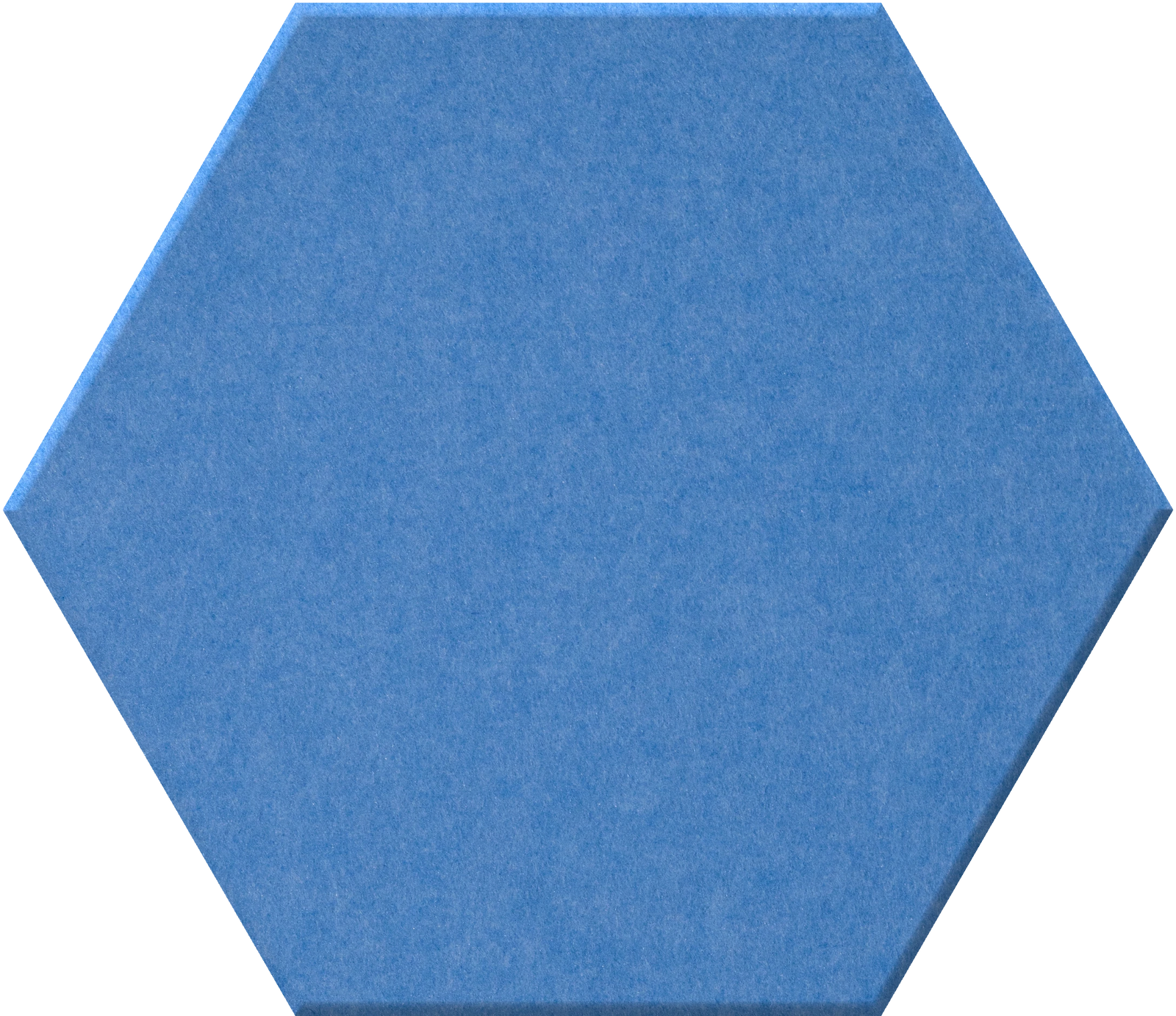 Blue hexagonal tile with matte textured surface.