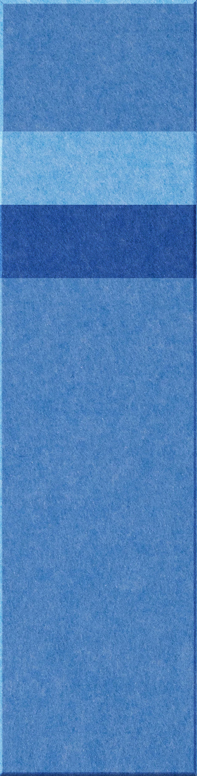 Four rectangular tiles in varying shades of blue arranged vertically with textured surfaces.