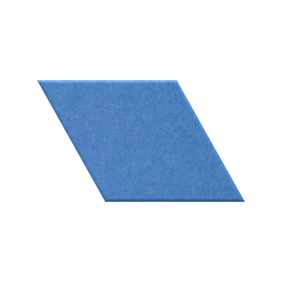 A blue textured parallelogram tile or swatch shown on a plain white background.
