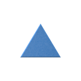 A blue triangular foam wedge or acoustic insert on a solid white background.