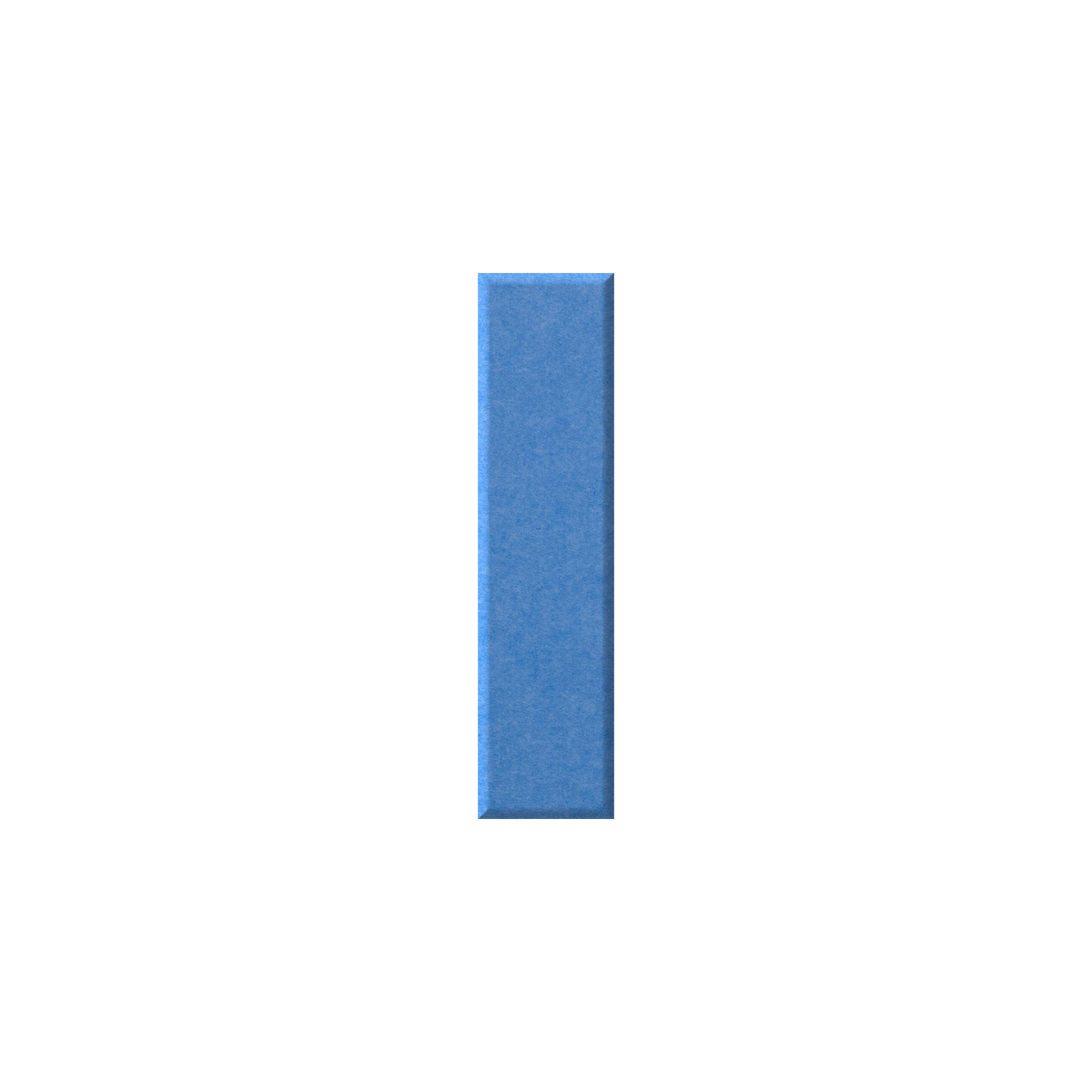 A single vertical rectangular blue tile with a subtle textured surface and soft drop shadow on a plain white background.