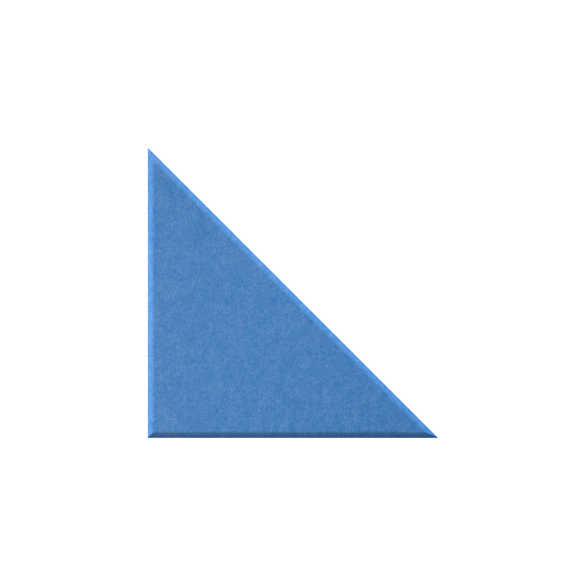 A single blue triangular wedge or tile with a textured surface, shown on a plain white background.