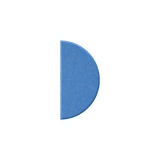 A blue semicircle shape with a textured surface on a plain white background.