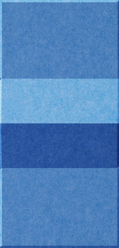 Four rectangular tiles in varying shades of blue arranged vertically, from dark to light tones.