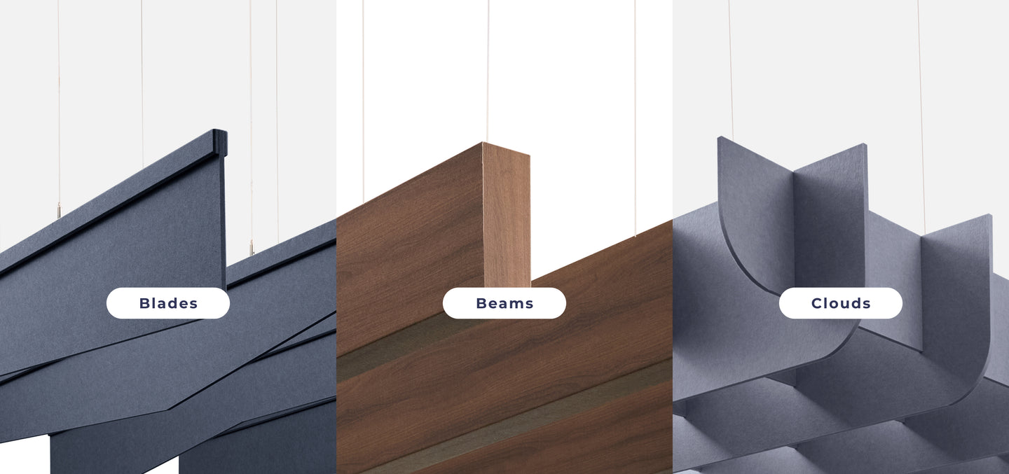 Ceiling Blades, beams, and clouds hanging 