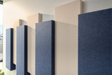 Acoustic panels in various colors on a wall