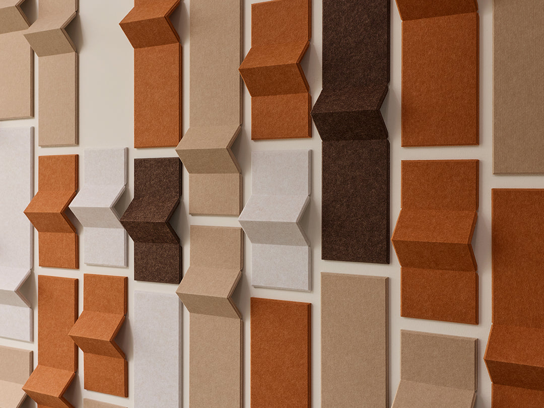 Geometric wall panel with brown, beige, and gray colors