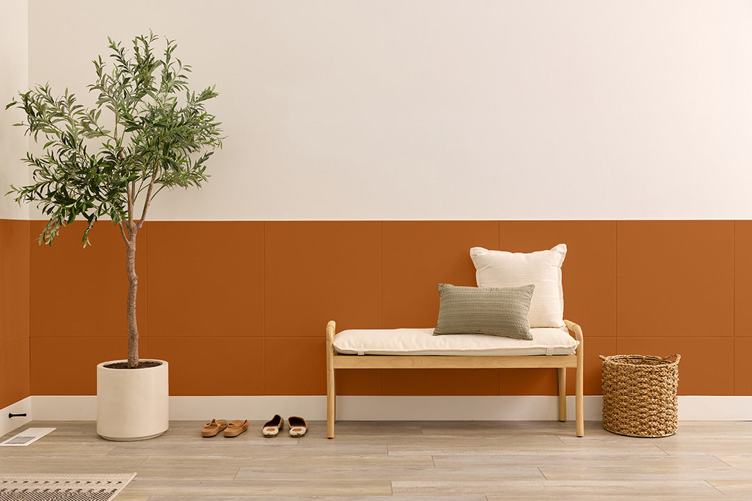 Burnt Orange Wainscoting in Entryway