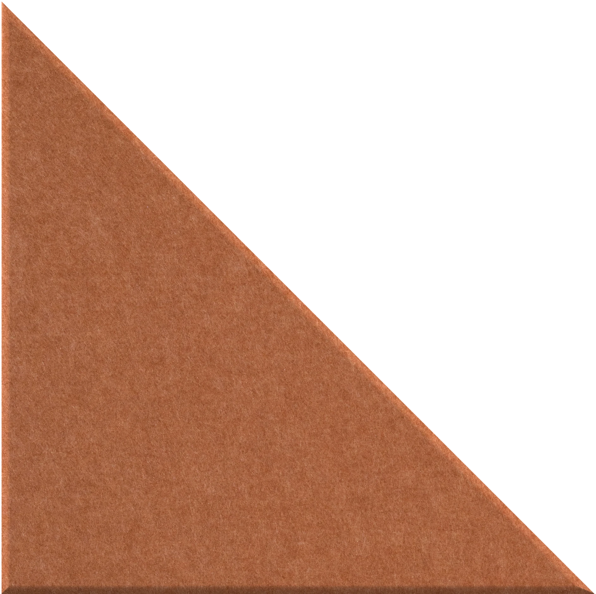 Terracotta-colored right triangle tile with matte textured surface.