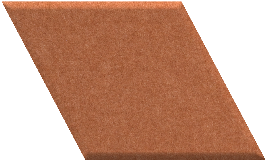 Terracotta-colored diamond-shaped tile with textured matte surface and beveled edge.