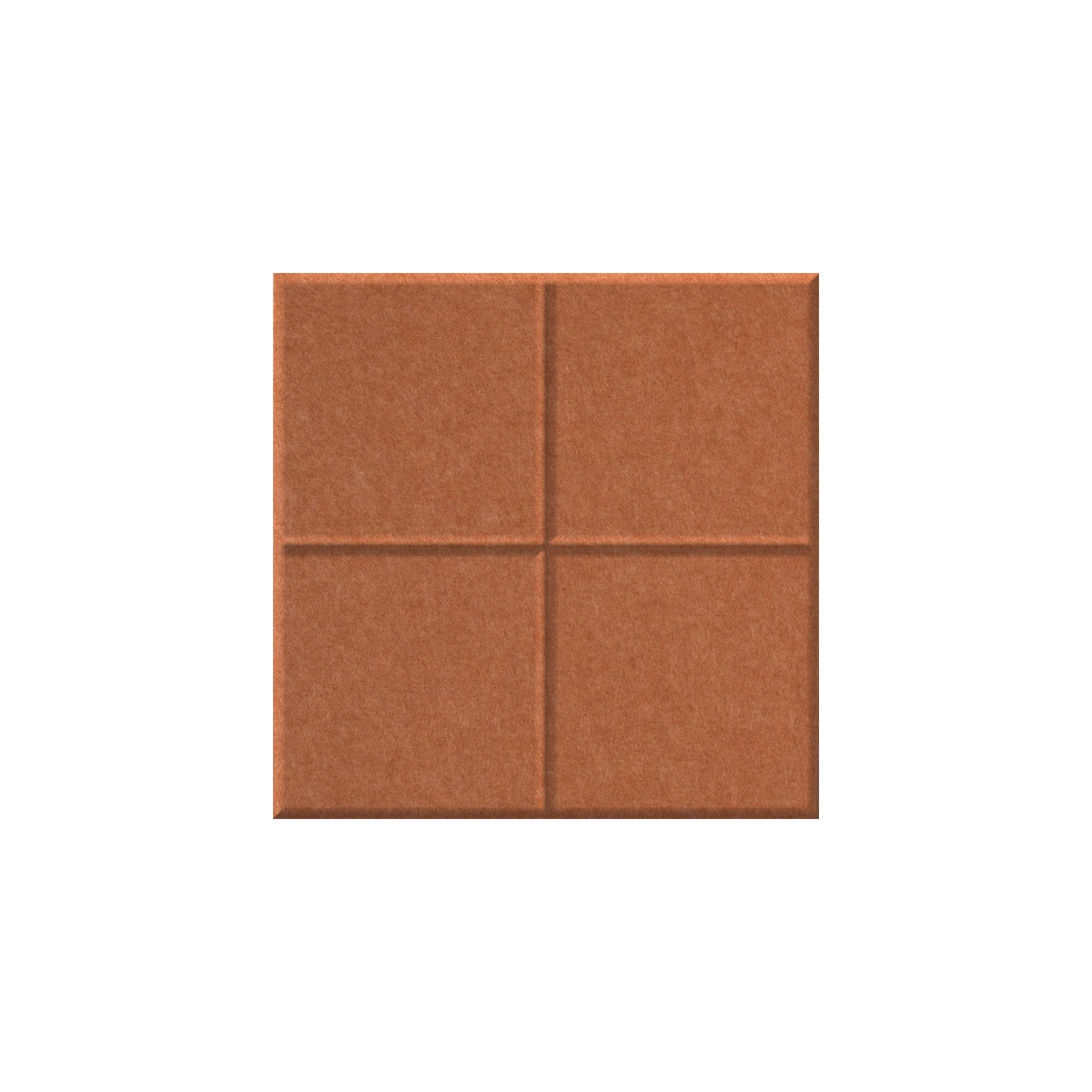 A square terracotta brown textured tile or panel with a four-quadrant grid design, shown on a plain white background.