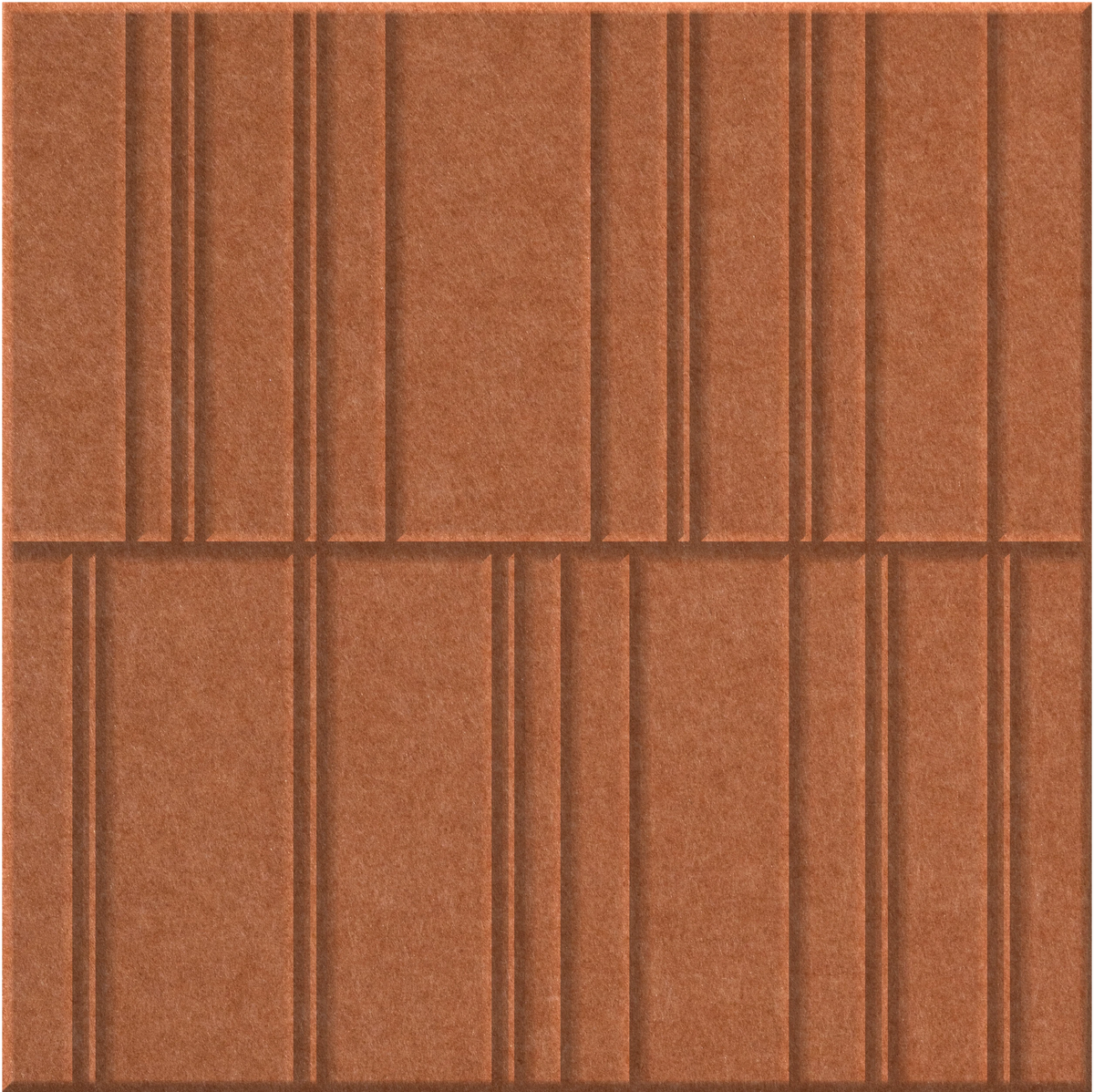 Cinnamon 9mm Engraved Offset felt sample with staggered vertical grooves