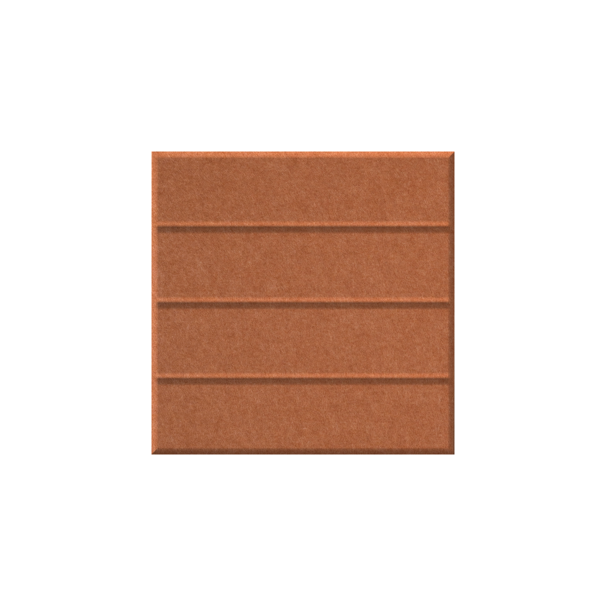A square terracotta brown textured panel with horizontal grooved lines, shown on a solid white background.