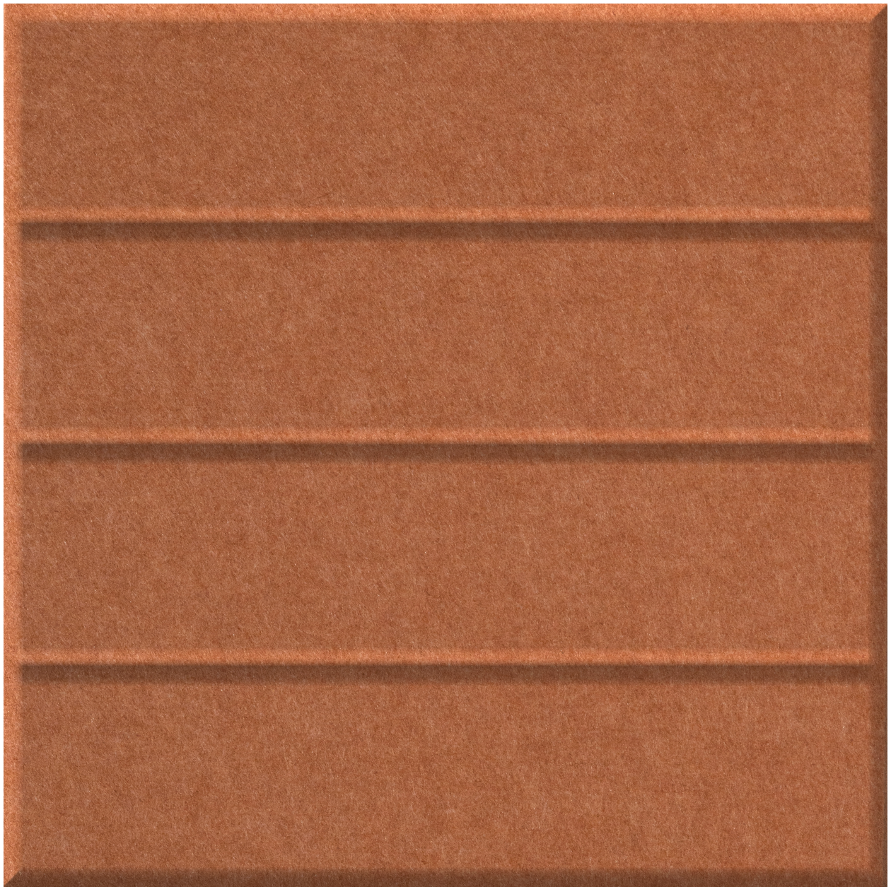 Terracotta tile with three horizontal grooved lines dividing the surface into four sections.