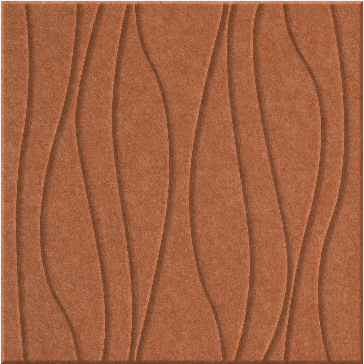 Cinnamon 9mm Engraved River felt sample with wavy vertical grooves