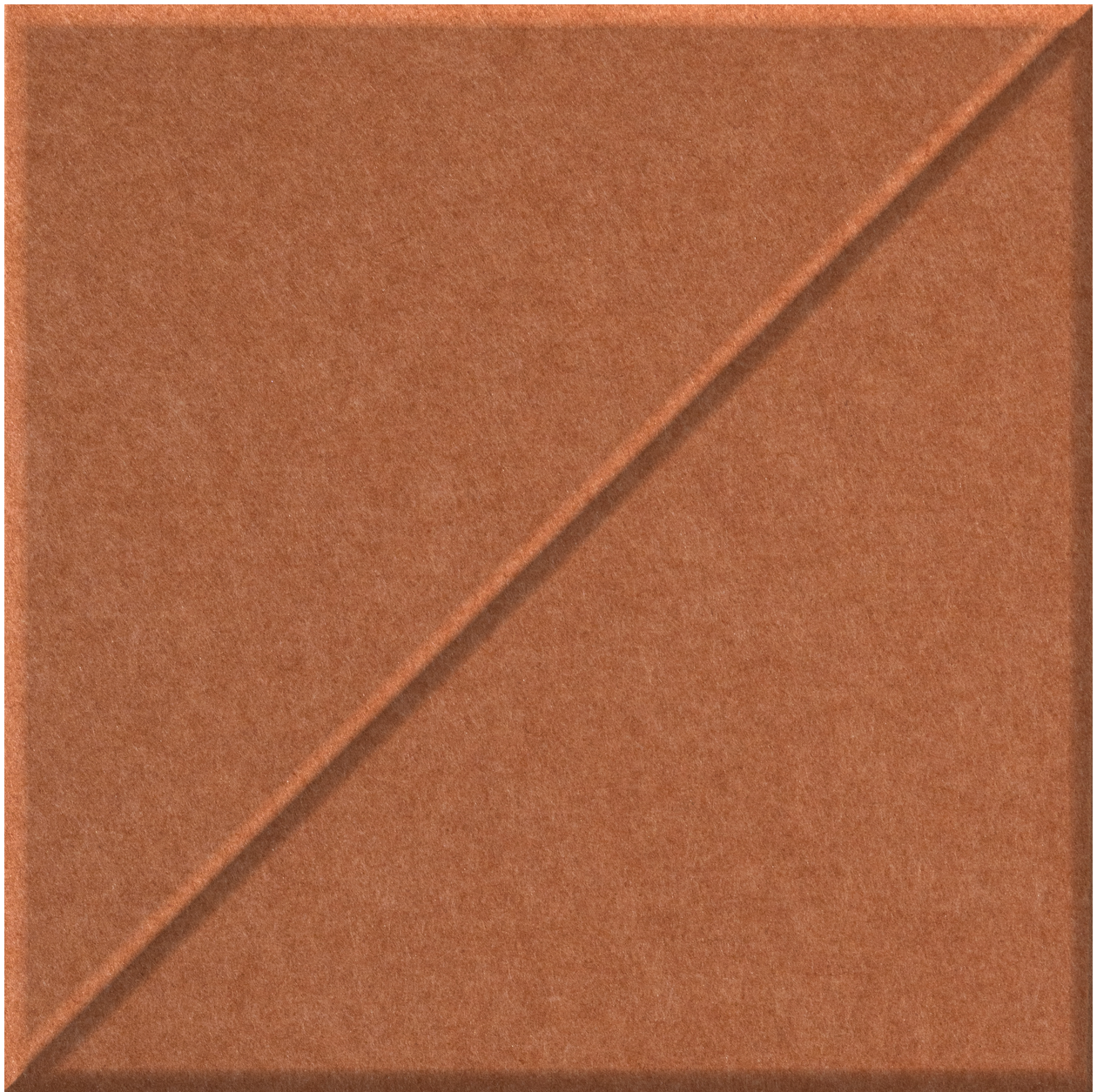 Terracotta tile with diagonal slash detail and matte finish.