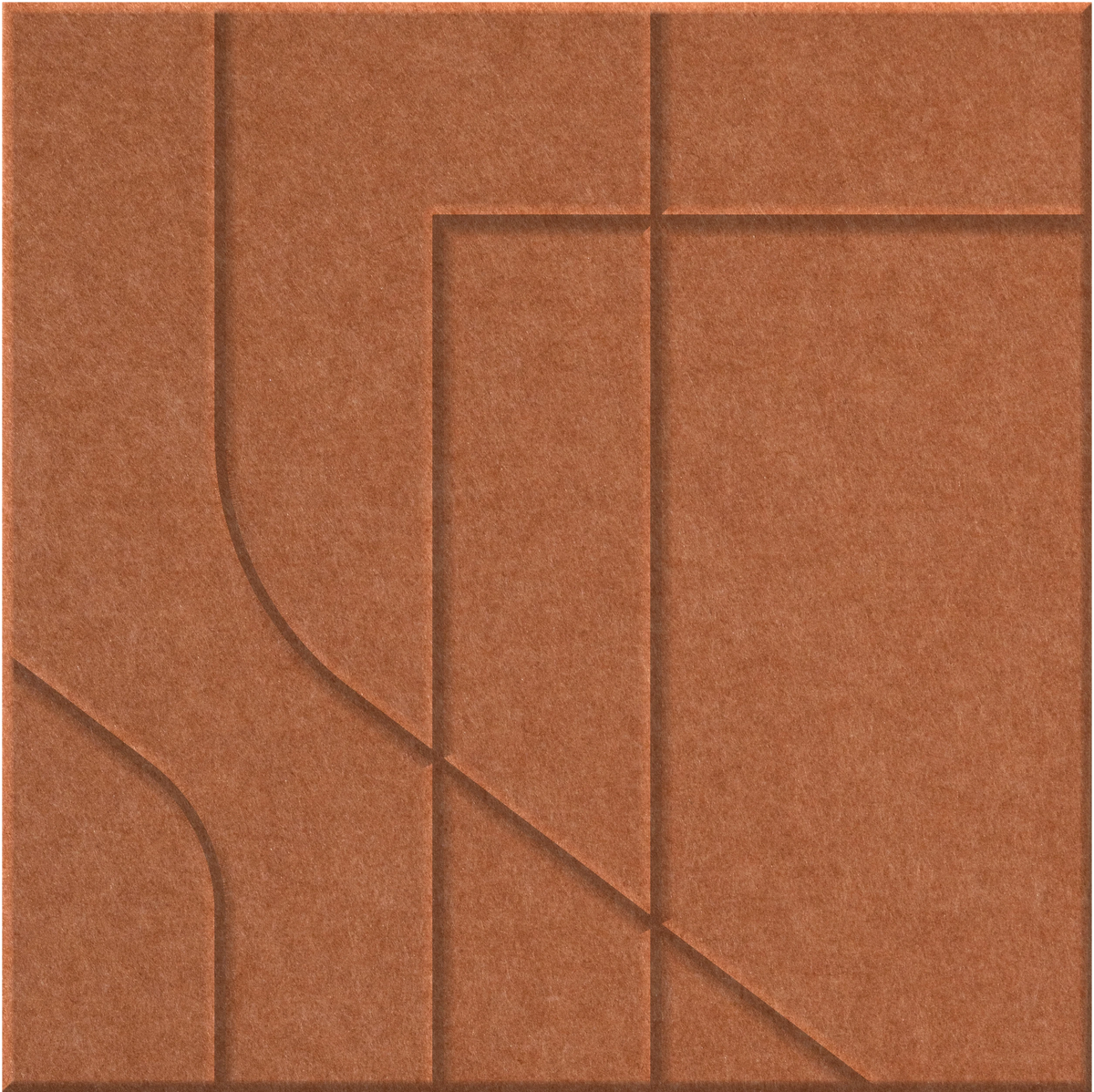Cinnamon 9mm Engraved Subway felt sample with offset stepped line grooves