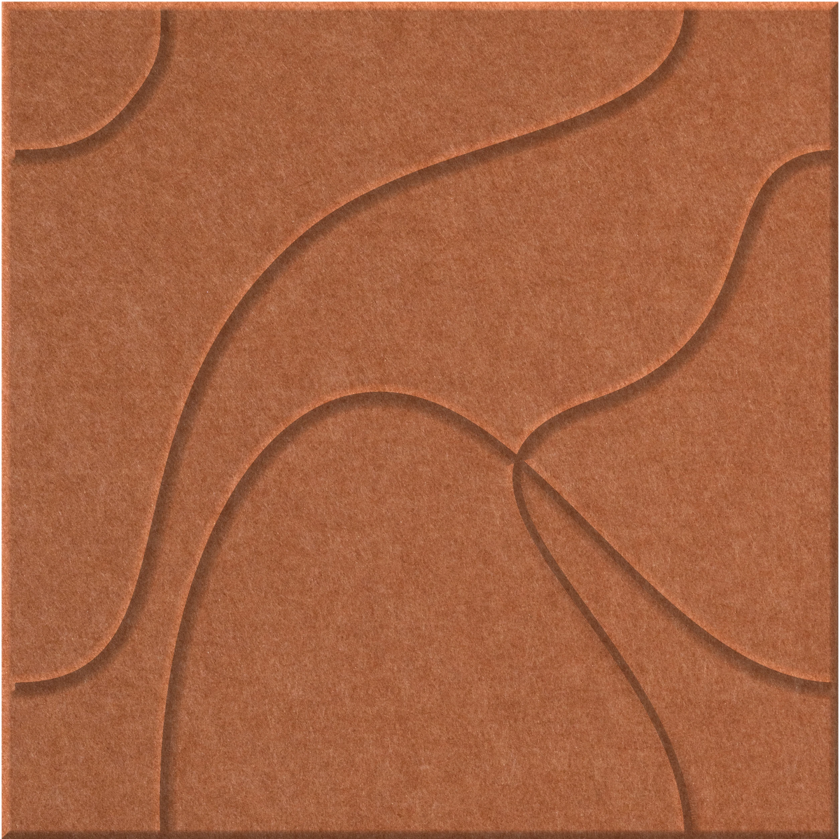 Cinnamon 9mm Engraved Topo felt sample with flowing topographic line grooves