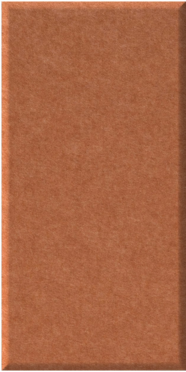 Terracotta-colored rectangular tile with textured surface and beveled edge on left side.