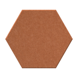 A single hexagonal terracotta brown tile with a textured matte finish, centered on a solid white background.