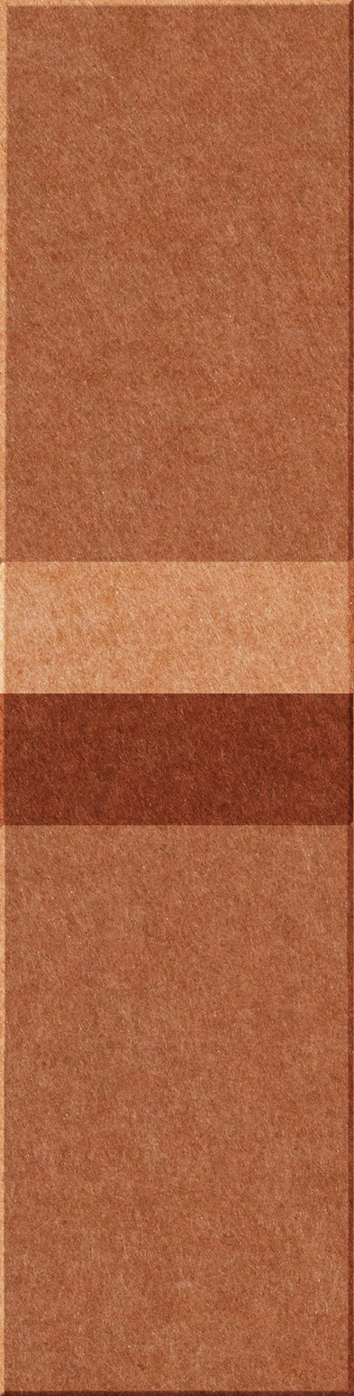 Terracotta-toned tiles in varying shades of brown and tan arranged vertically with textured surfaces.