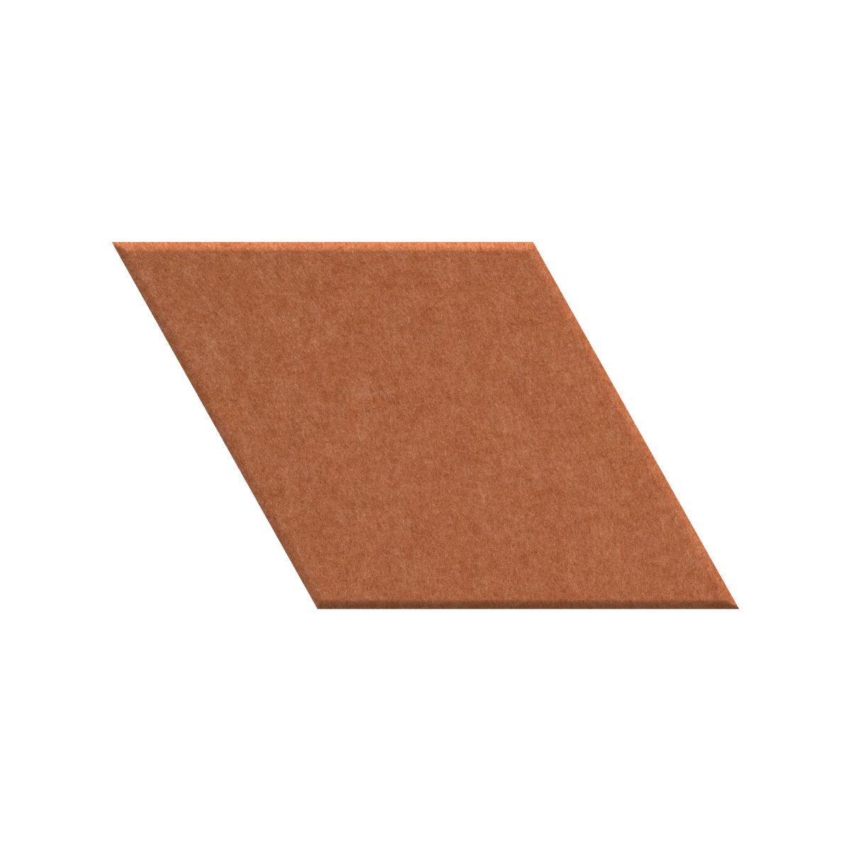 A single rhombus-shaped tile or sample with a textured, warm terracotta brown surface, shown on a plain white background.