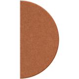 A semi-circular brown felt or carpet sample swatch on a plain white background.