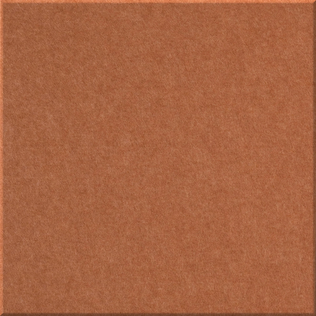 A square, solid textured material swatch in a warm terracotta or rust brown color, framed by a subtle darker border.
