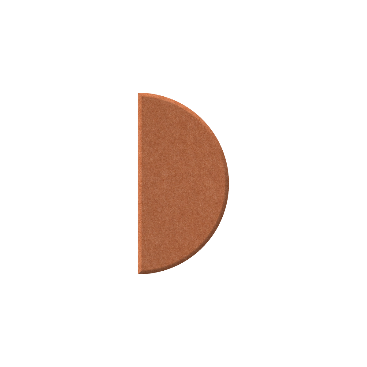 A single lowercase letter 'd' shaped like a semi-circle or half-oval, rendered in a warm copper-brown textured color on a plain white background.
