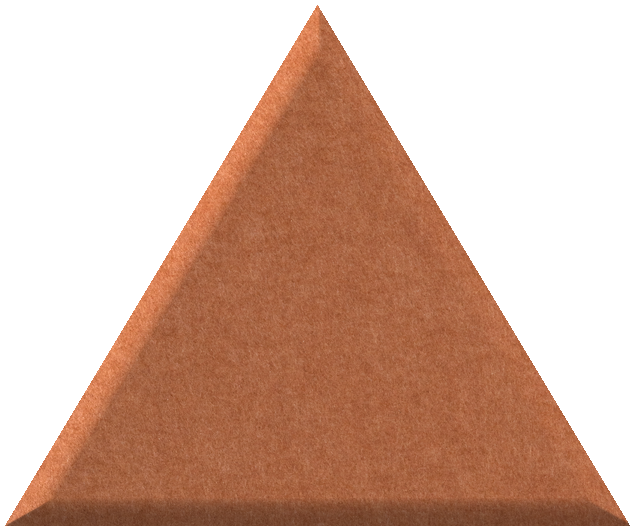 Terracotta-colored triangular tile with textured surface and subtle shading on edges.