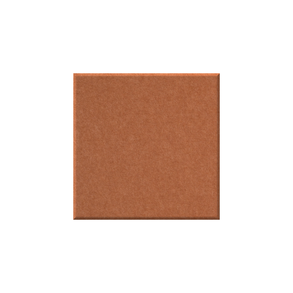 A square textured sample tile in a warm terracotta or rust brown color, centered on a plain white background.