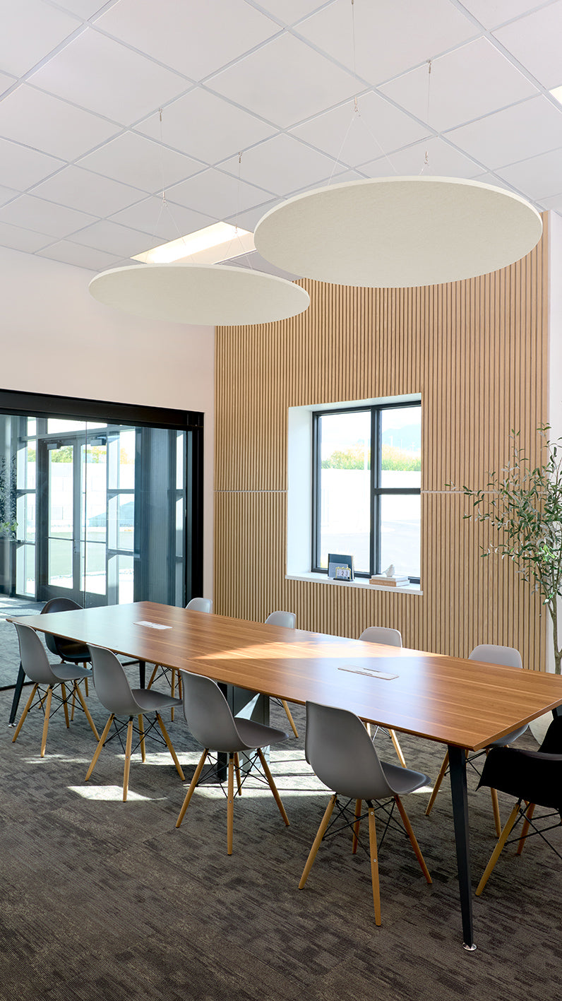 Acoustic Flat Ceiling Clouds in Conference Room