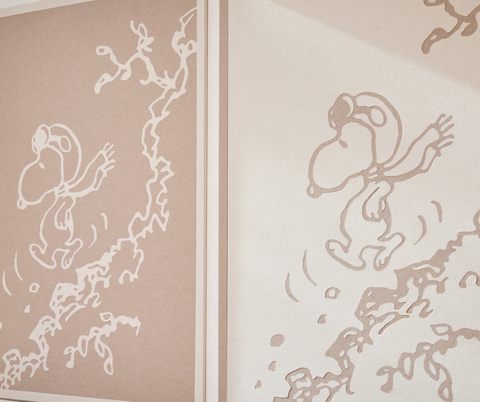 Snoopy on Hill Felt Art on a Wall