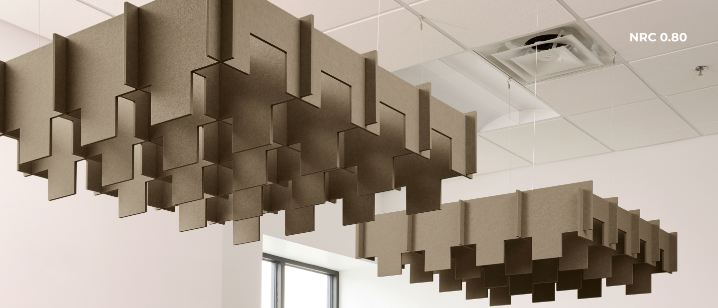 Decorative ceiling panel with geometric design in an indoor setting