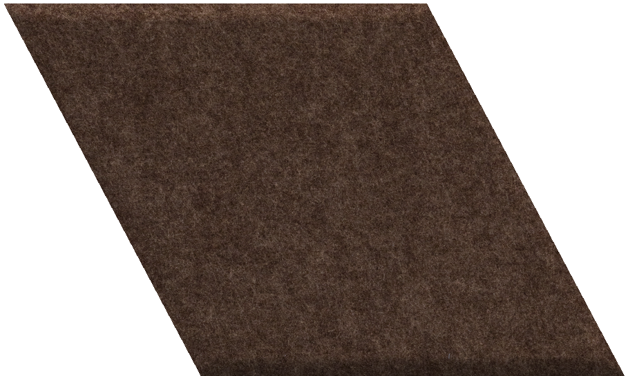 Brown diamond-shaped tile with textured surface, angled view.