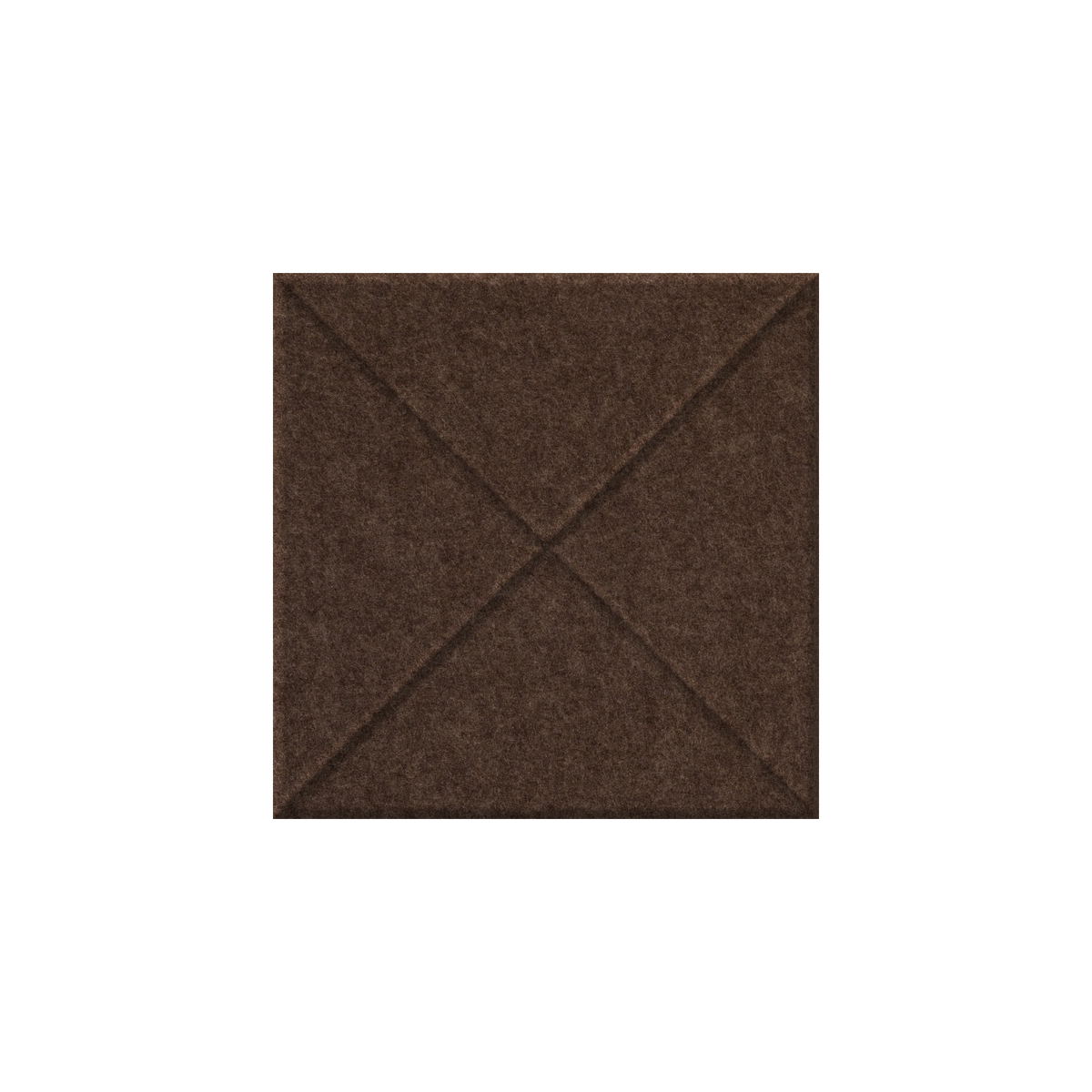 A square brown textured material swatch with stitched diagonal lines forming an X pattern, centered on a plain white background.