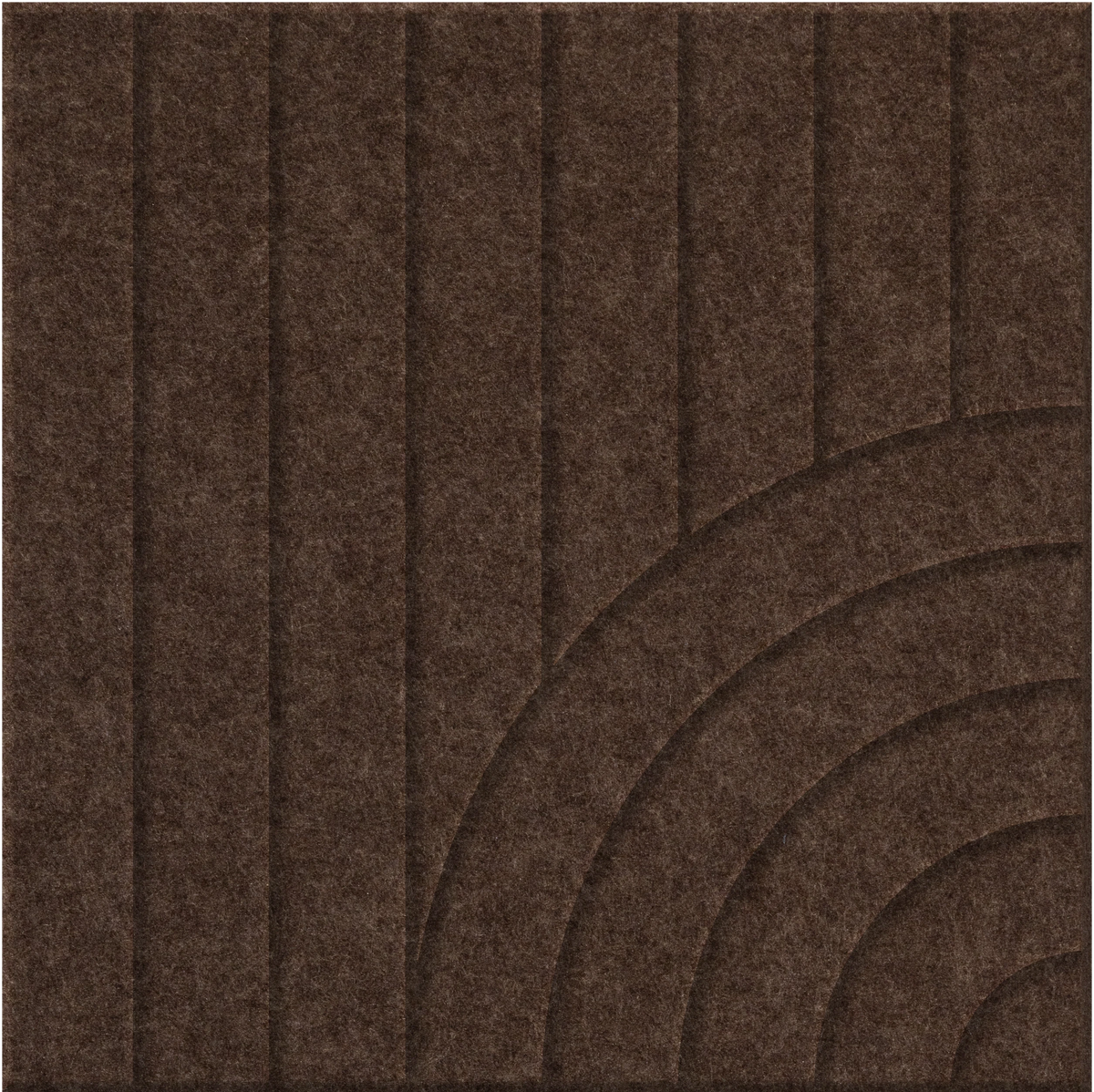 Cocoa 9mm Engraved Tangent felt sample with concentric quarter circle grooves