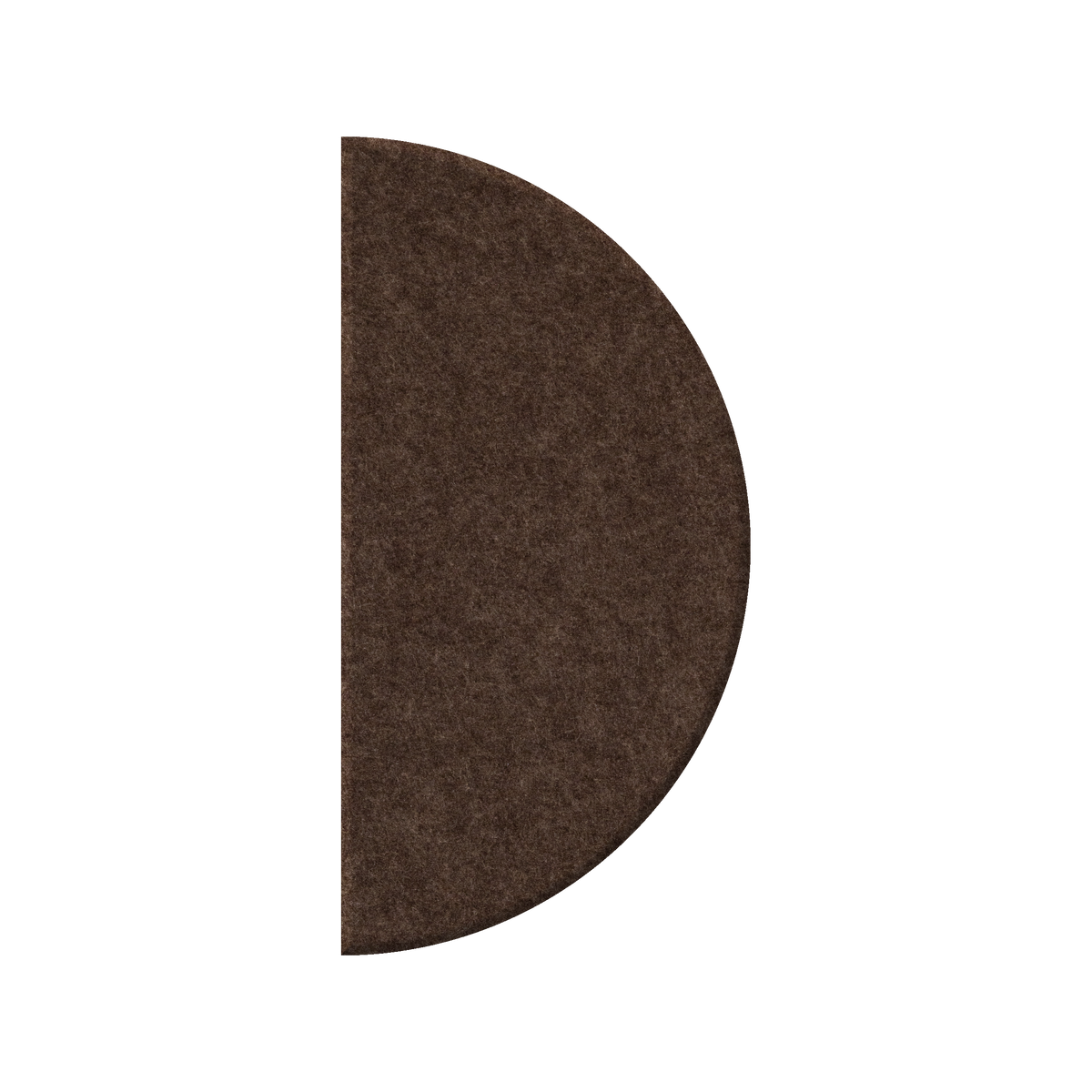 A dark brown felt or wool-textured semicircle sample on a plain white background.